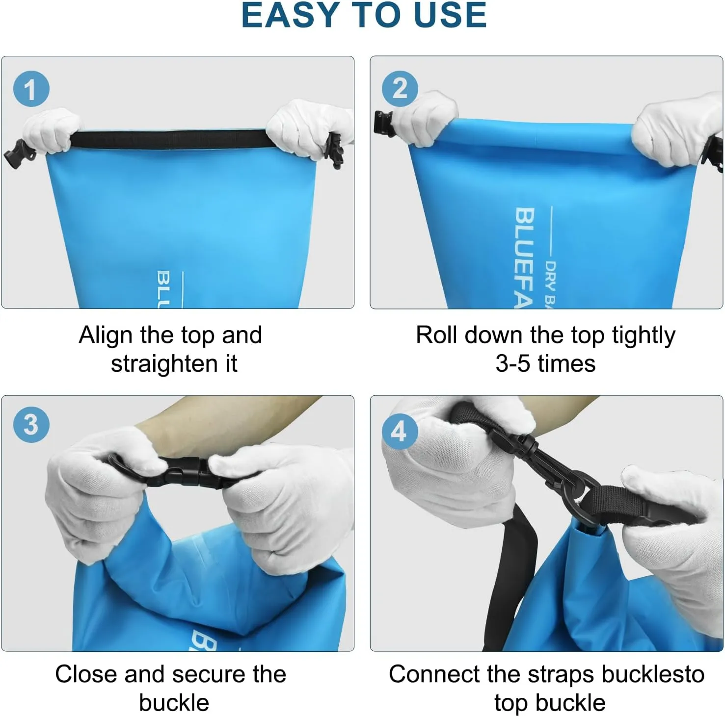 Waterproof Dry Bag Floating Roll Top Waterproof Backpack for Kayaking, Rafting, Boating, SUP, Fishing with IPX8 Waterproof Phone Case, Blue, 20L