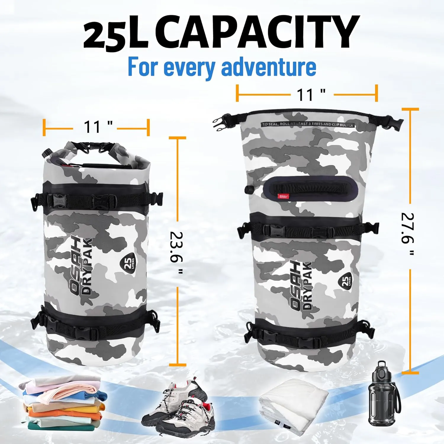 Waterproof Dry Bag - Motorcycle Luggage Tail Bag with Straps for Back Seat, Roll Top Lightweight Waterproof Backpack Sack for Travel, Swimming, Boating, Kayaking, Camping and Beach