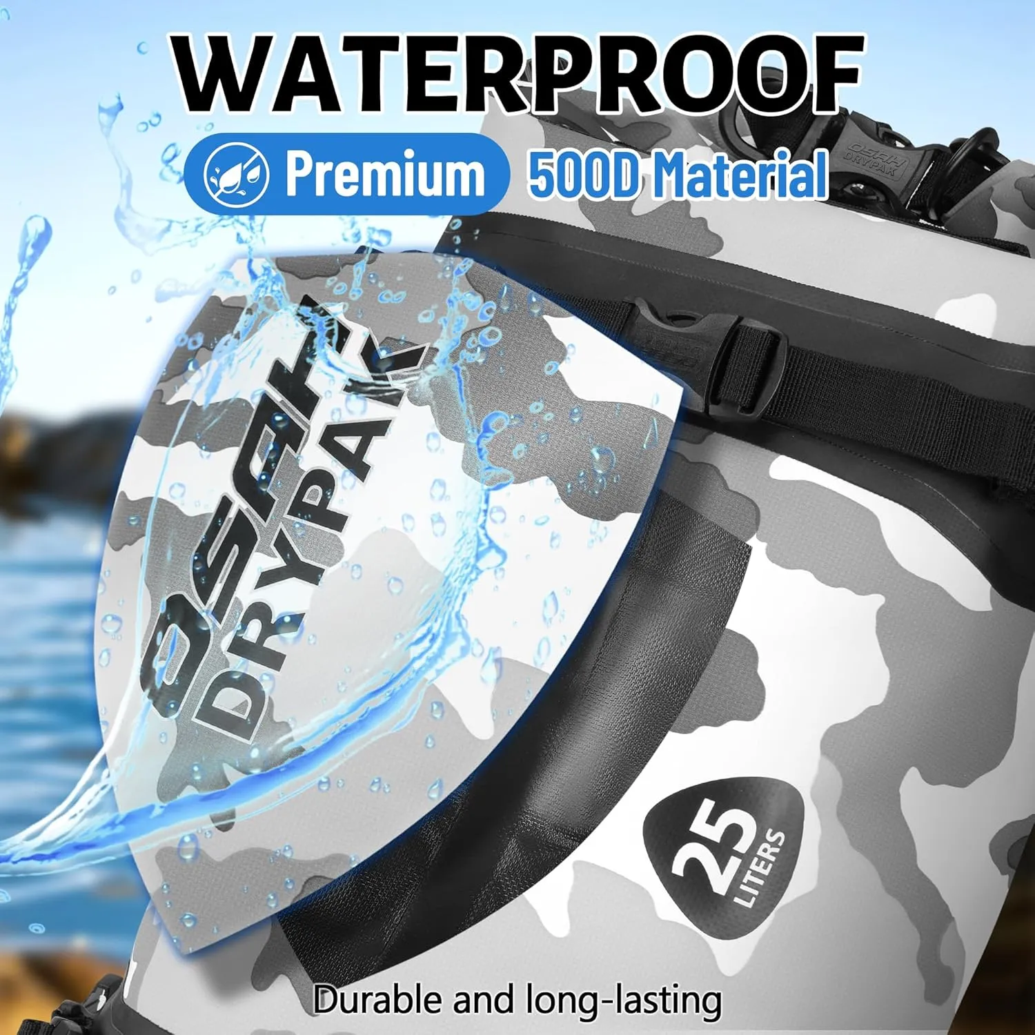 Waterproof Dry Bag - Motorcycle Luggage Tail Bag with Straps for Back Seat, Roll Top Lightweight Waterproof Backpack Sack for Travel, Swimming, Boating, Kayaking, Camping and Beach