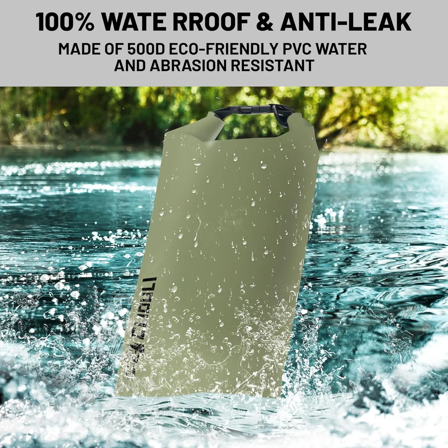 Waterproof Dry Bag,Roll Top Green Small Waterproof Backpack 2L/5L/10L/20L/30L/40L Floating Lightweight Bags for Kayaking, Boating, Fishing, Swimming Camping with Waterproof Phone Case