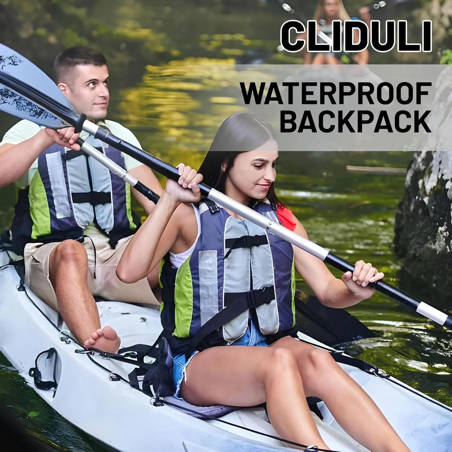 Waterproof Dry Bag,Roll Top Green Small Waterproof Backpack 2L/5L/10L/20L/30L/40L Floating Lightweight Bags for Kayaking, Boating, Fishing, Swimming Camping with Waterproof Phone Case