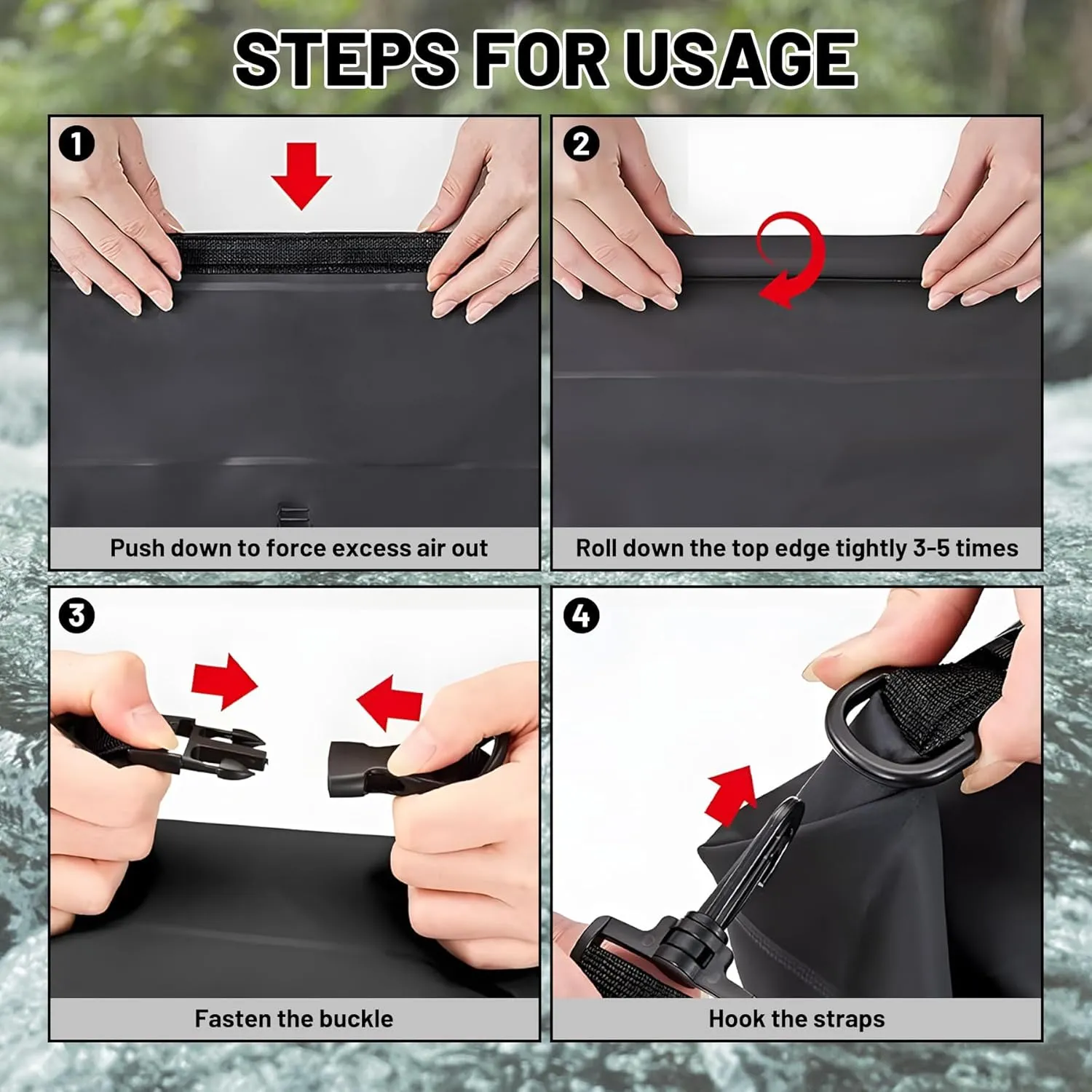 Waterproof Dry Bag,Roll Top Green Small Waterproof Backpack 2L/5L/10L/20L/30L/40L Floating Lightweight Bags for Kayaking, Boating, Fishing, Swimming Camping with Waterproof Phone Case