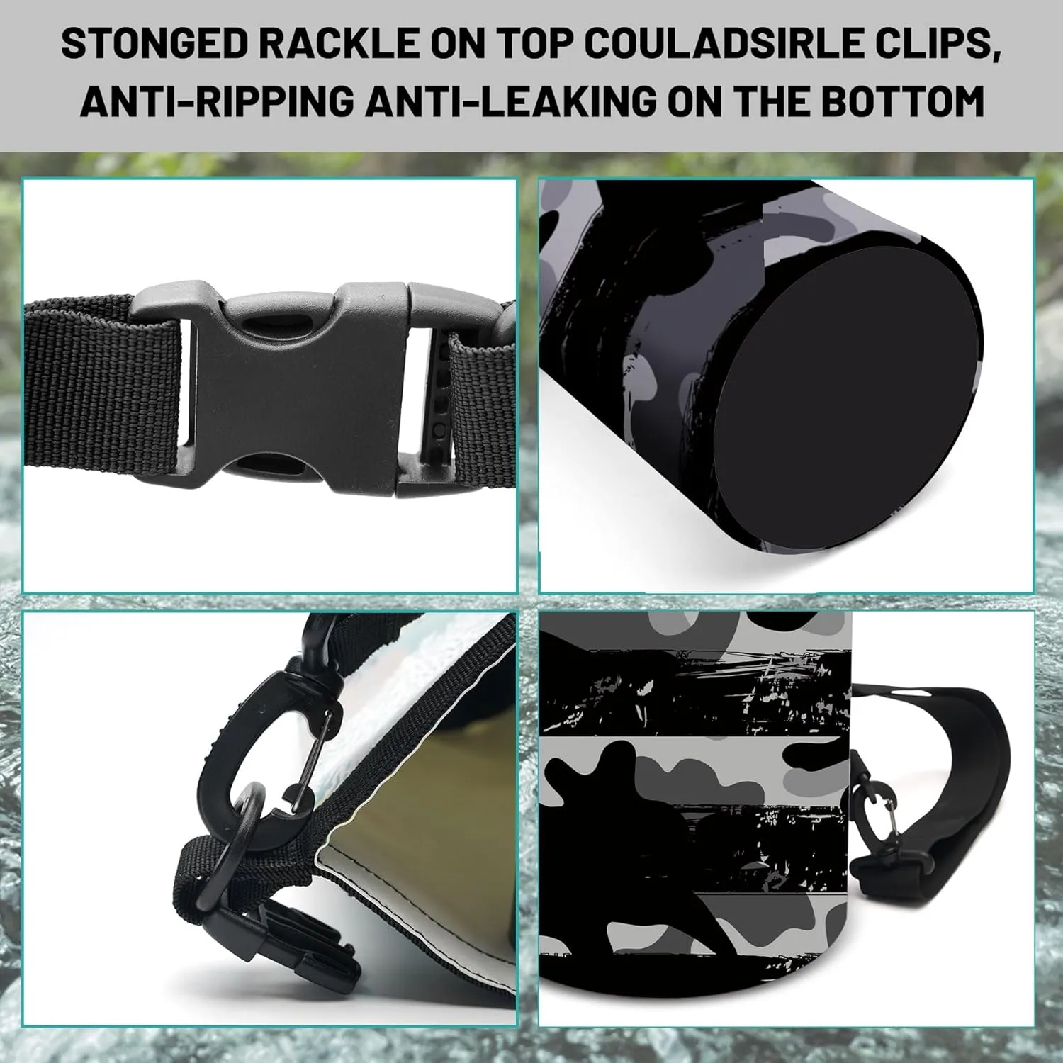 Waterproof Dry Bag,Roll Top Grey Camouflage American Flag Waterproof Backpack 5L/10L/20L Floating and Lightweight Bags for Kayaking, Boating, Fishing, Swimming and Camping with Waterproof Phone Case
