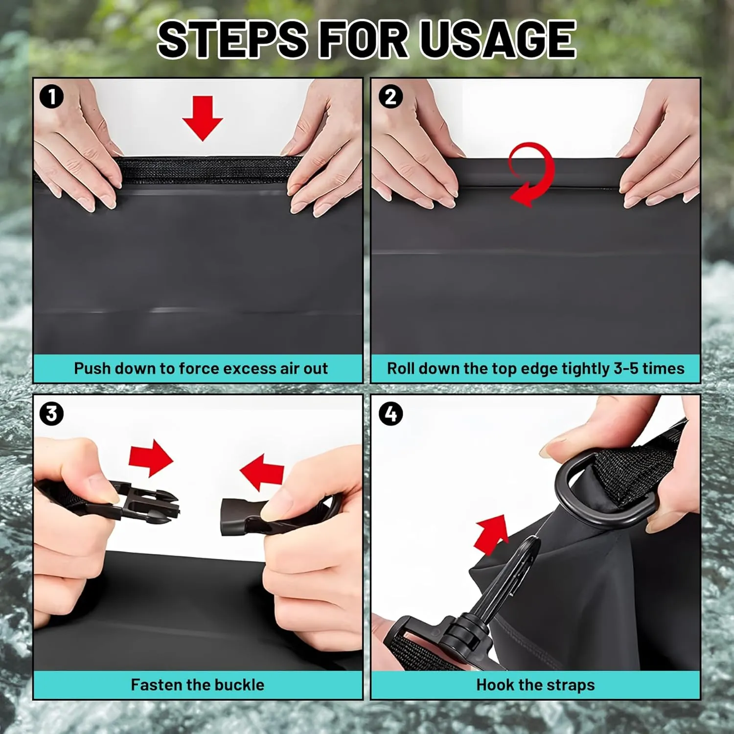 Waterproof Dry Bag,Roll Top Rose Red Eucalyptus Small Waterproof Backpack 5L/10L/20L Floating and Lightweight Bags for Kayaking, Boating, Fishing, Swimming and Camping