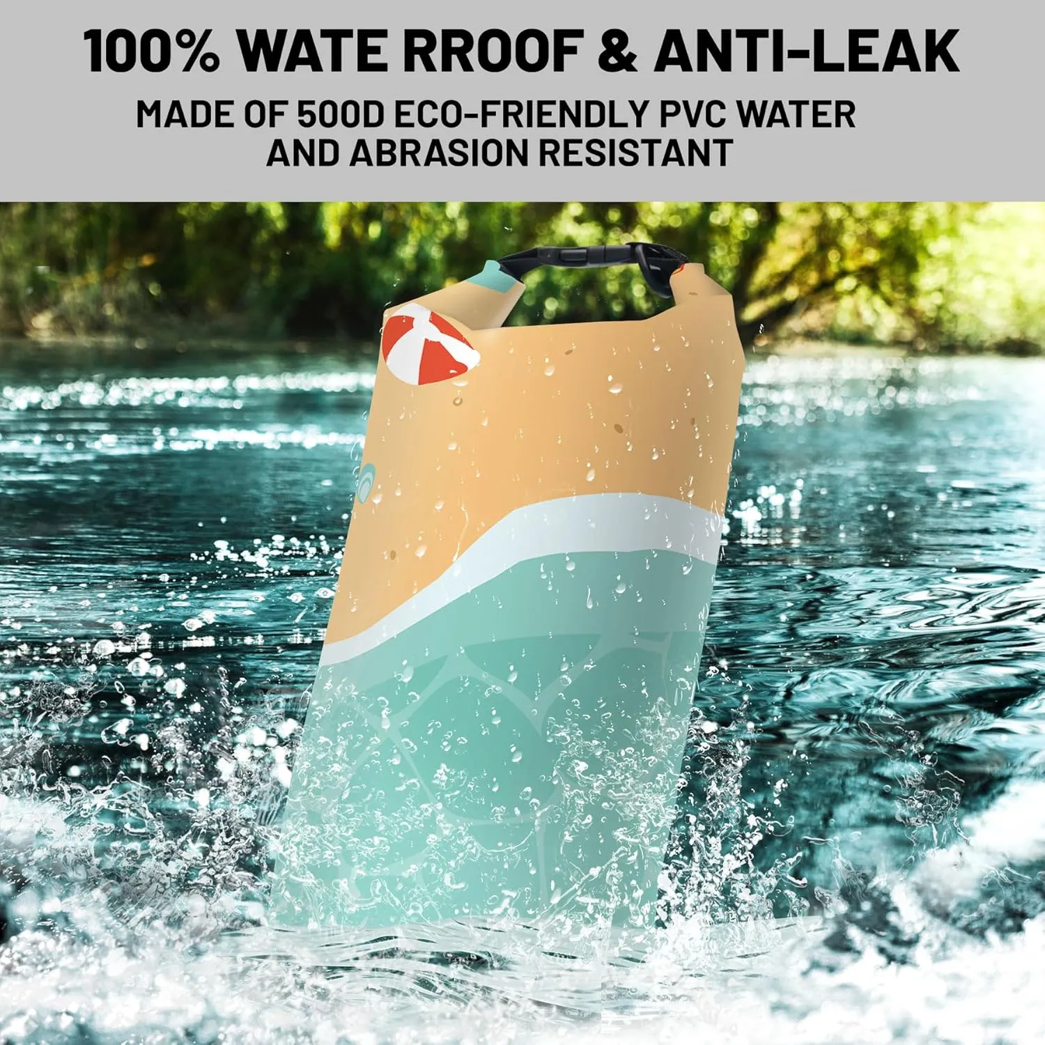 Waterproof Dry Bag,Roll Top Summer Beach Coastal Theme Small Waterproof Backpack 5L/10L/20L Floating and Lightweight Bags for Kayaking, Boating, Fishing, Swimming and Camping