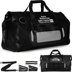 Waterproof Duffel Bag for Men/Women, Roll-top Dry Backpack Duffel Bag with Quick-fixed Straps, Motorcycle Tail Saddle Bag for Motorcycling, Rafting, Boating, Kayaking, Travel, 80L-Black