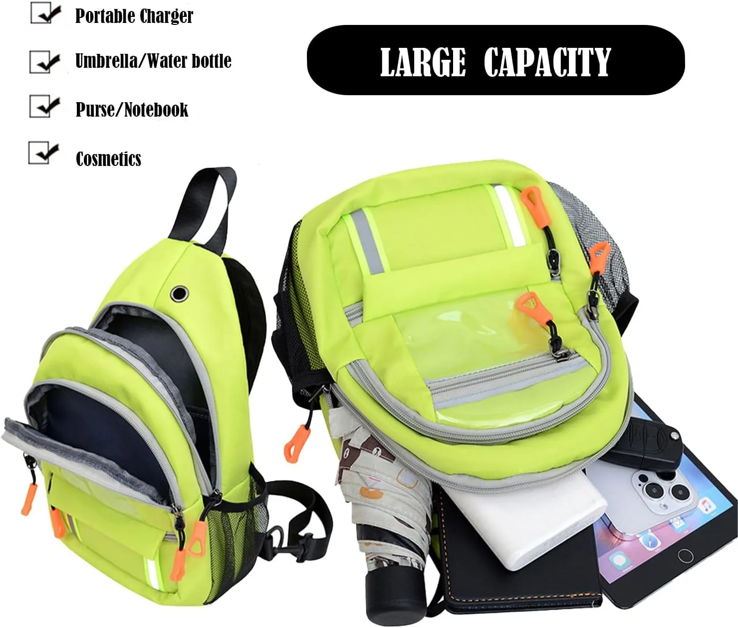 Waterproof Sling Backpack Crossbody Shoulder Bag for Women Men, Crossbody Bag Casual Daypack Travel Hiking Adjustable Chest Bag