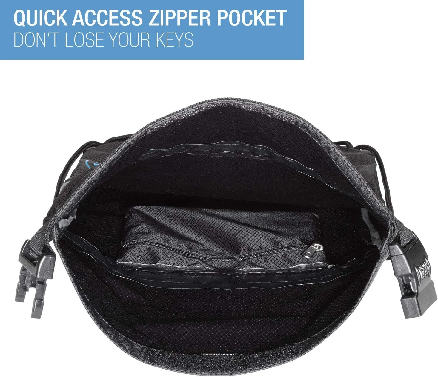 WaterSeals Lewis N. Clark Cinch Locking Backpack | Waterproof Drawstring Bag | Anti-Theft Combination Lock | For Men & Women | Black