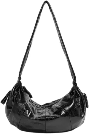 Waxed Leather Crossbody Bag Purse, Large Capacity Slouchy Hobo Purse Vintage Boho Shoulder Bag for Women Chic Handbag