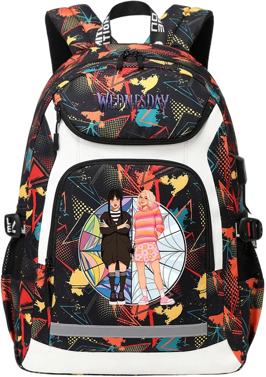 Wear Resistant Travel Bag Novelty Canvas Knapsack Multifunction Large Capacity USB Backpack