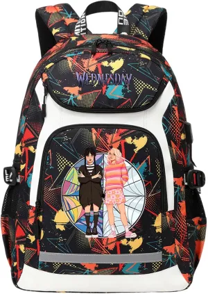Wear Resistant Travel Bag Novelty Canvas Knapsack Multifunction Large Capacity USB Backpack