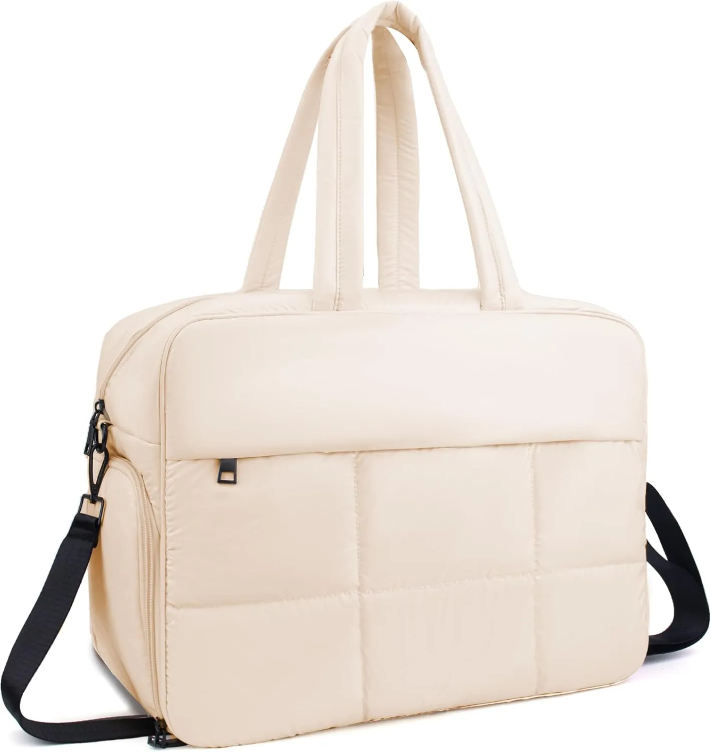 Weekender Fluffy Bag Quilted Nylon Puffer Tote Bag Personal Item Bag for Airlines Overnight Bag Gym Bag