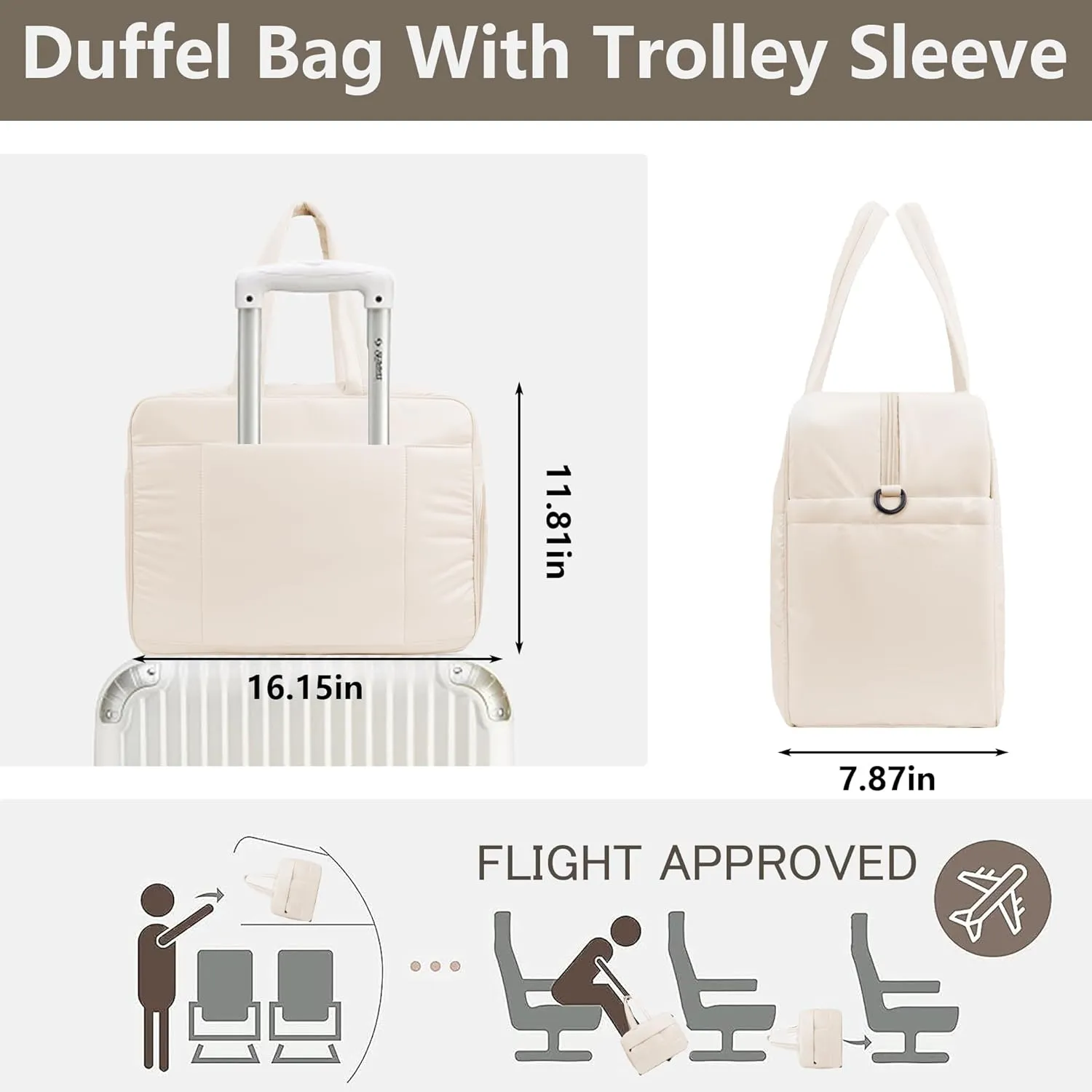 Weekender Fluffy Bag Quilted Nylon Puffer Tote Bag Personal Item Bag for Airlines Overnight Bag Gym Bag