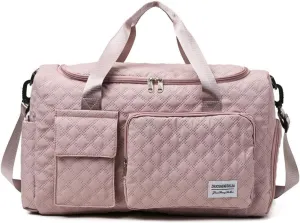 Weekender Travel Bag for Women with Shoe Compartment, Travel Duffle Overnight Bag，Large Capacity Gym Yoga Tote Bag Waterproof Extendable Carry On Bag (Pink)