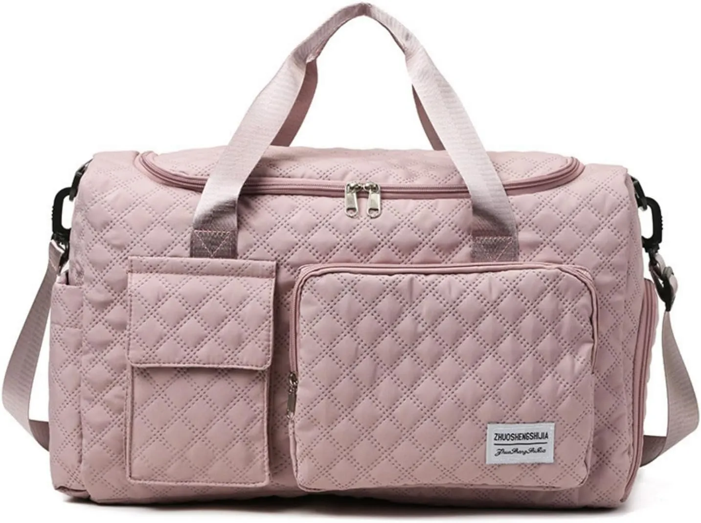 Weekender Travel Bag for Women with Shoe Compartment, Travel Duffle Overnight Bag，Large Capacity Gym Yoga Tote Bag Waterproof Extendable Carry On Bag (Pink)