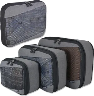 WELKINLAND 4-Pack Light-Weight Tripped Compression Packing Cubes - Clear, Compressible, Carry On