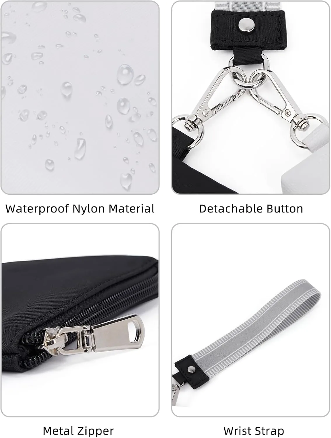 WESTBRONCO Mini Keychain Wristlet Wallets for Women Portable Dual Pouch Wristlet Detachable Quilted Nylon Coin Purse Pocket for Travel Sports Outdoors