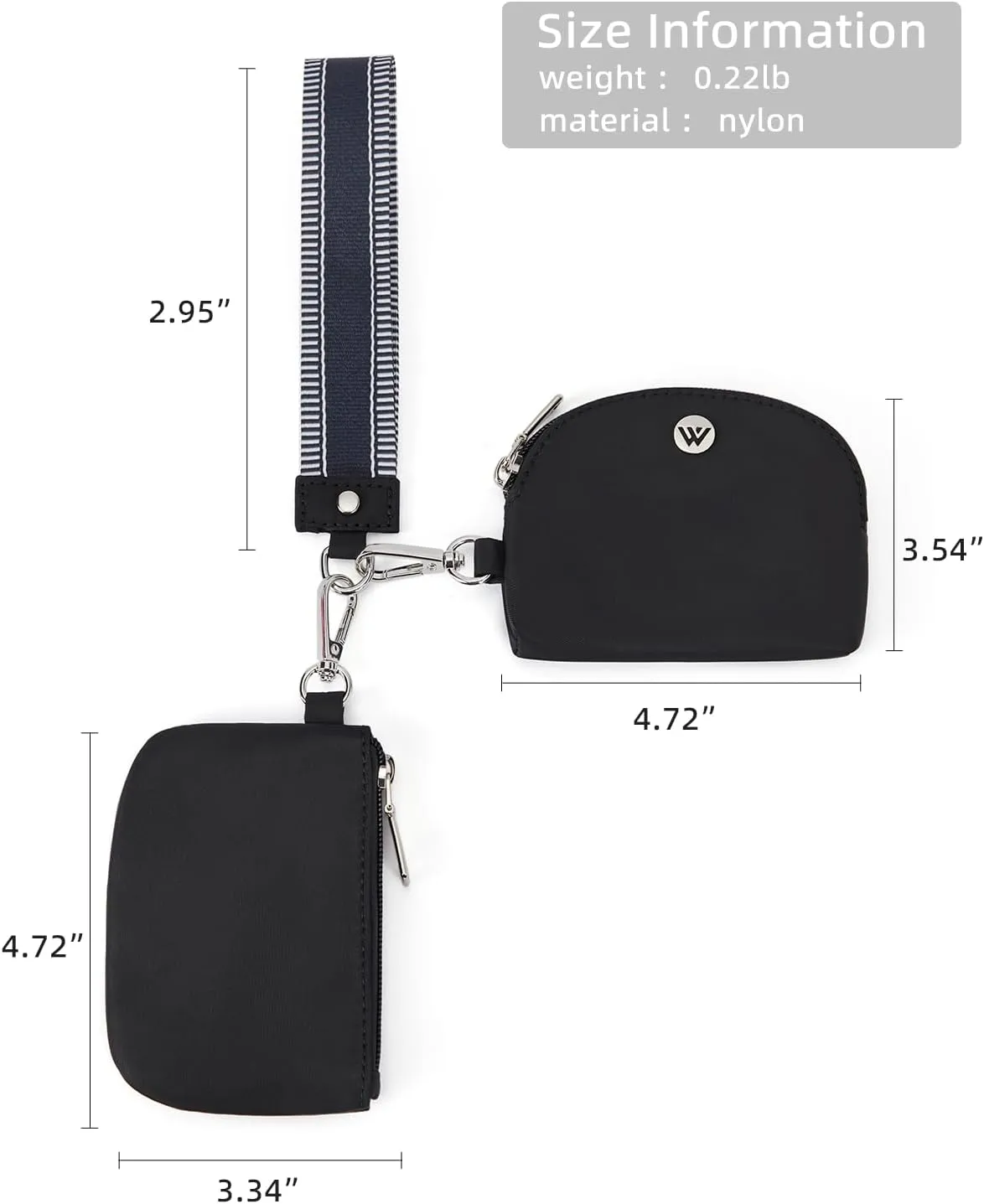 WESTBRONCO Mini Keychain Wristlet Wallets for Women Portable Dual Pouch Wristlet Detachable Quilted Nylon Coin Purse Pocket for Travel Sports Outdoors