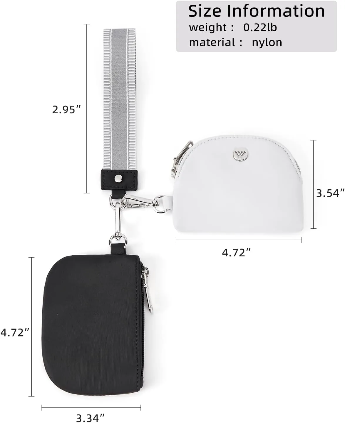 WESTBRONCO Mini Keychain Wristlet Wallets for Women Portable Dual Pouch Wristlet Detachable Quilted Nylon Coin Purse Pocket for Travel Sports Outdoors