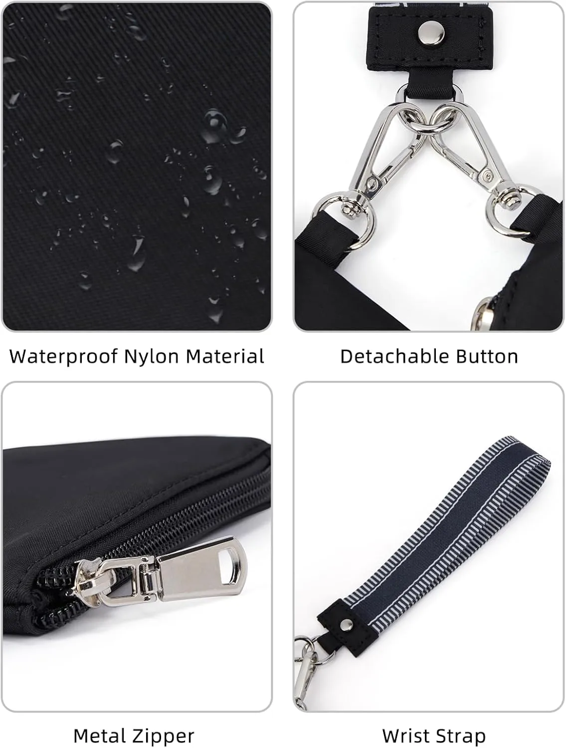 WESTBRONCO Mini Keychain Wristlet Wallets for Women Portable Dual Pouch Wristlet Detachable Quilted Nylon Coin Purse Pocket for Travel Sports Outdoors