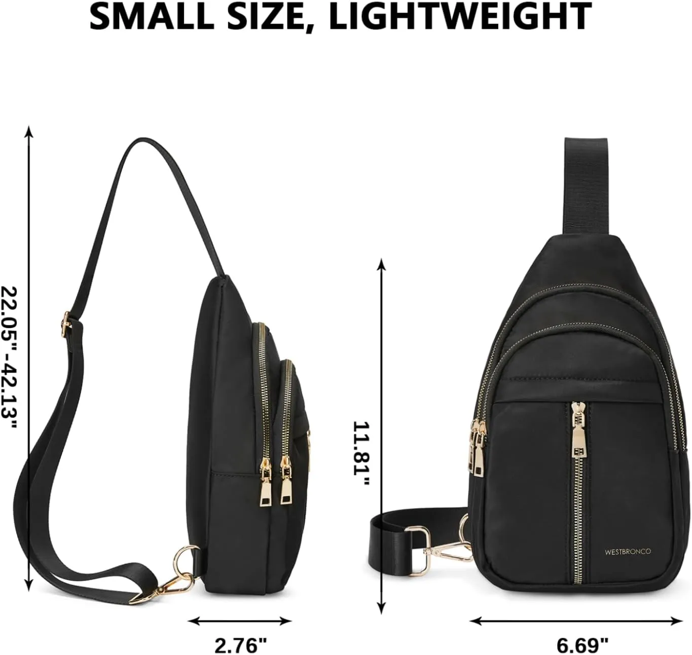 WESTBRONCO Sling Bag for Women Small Nylon Fanny Pack Lightweight Large-capacity Crossbody Bags