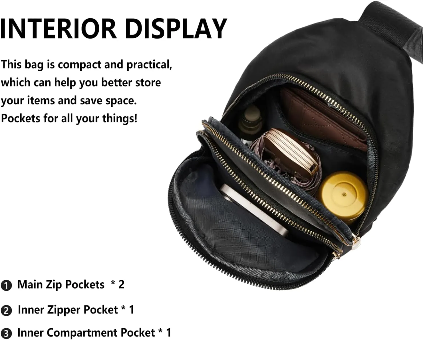 WESTBRONCO Sling Bag for Women Small Nylon Fanny Pack Lightweight Large-capacity Crossbody Bags