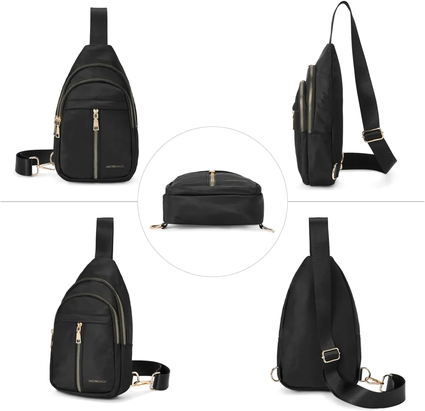 WESTBRONCO Sling Bag for Women Small Nylon Fanny Pack Lightweight Large-capacity Crossbody Bags