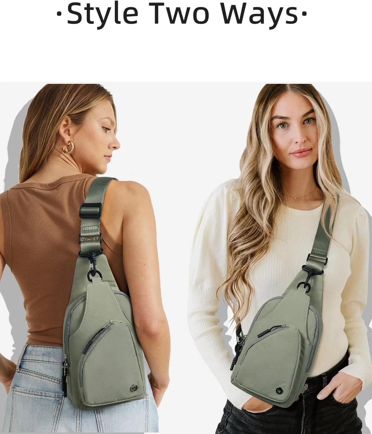 WESTBRONCO Small Sling Bag for Women Nylon Crossbody Sling Backpck Lightweight for Travel Casual Daily