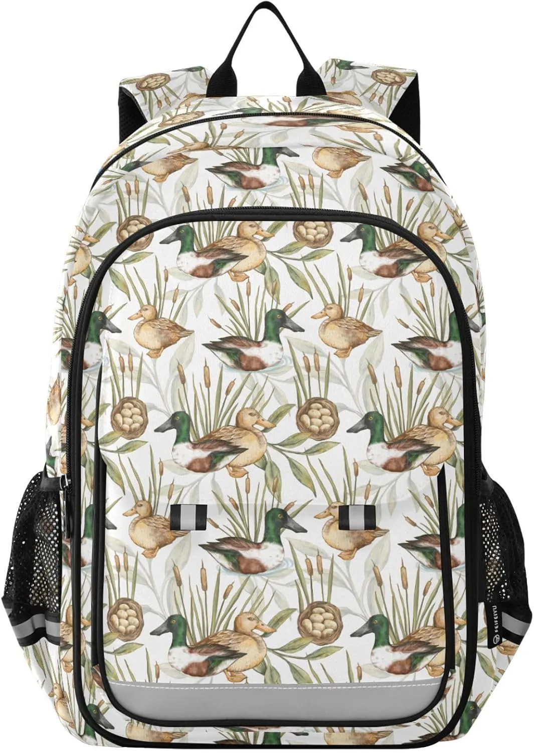 Wetland Duck Birds Kids Backpack for Girls Boys Schoolbag Laptop Bookbags Students Casual Daypack with Reflective Strip
