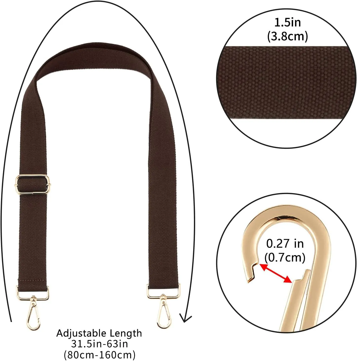 Wide Purse Straps Replacement Adjustable Crossbody Gold Hardware Canvas Shoulder Strap For Women
