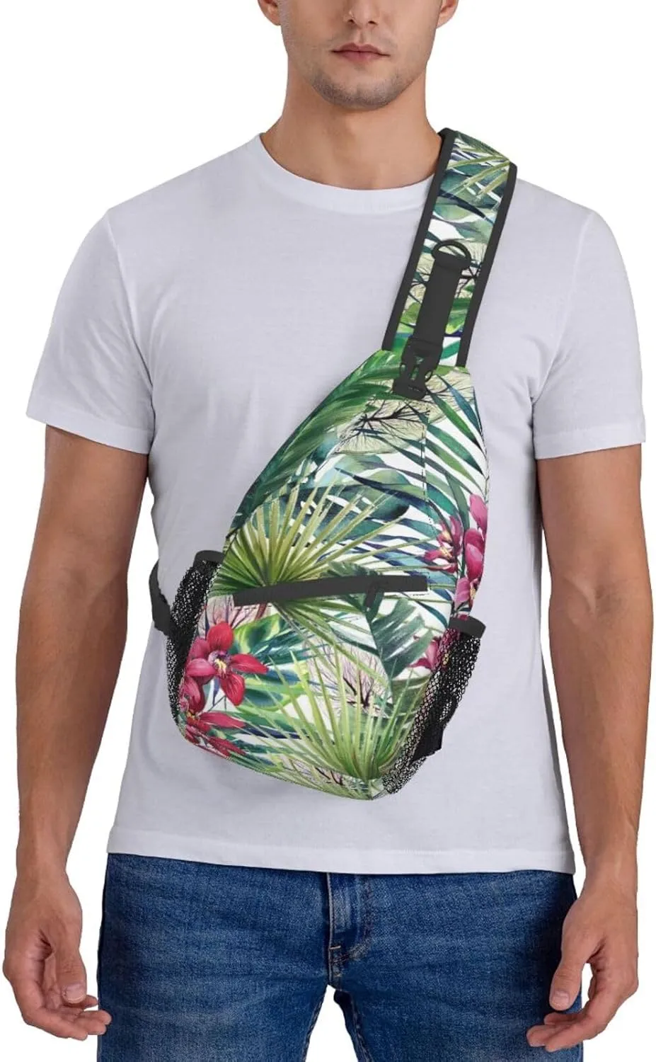 Wild Animals Printed Canvas Sling Bag Crossbody Backpack, Hiking Daypack Chest Bag For Women Men