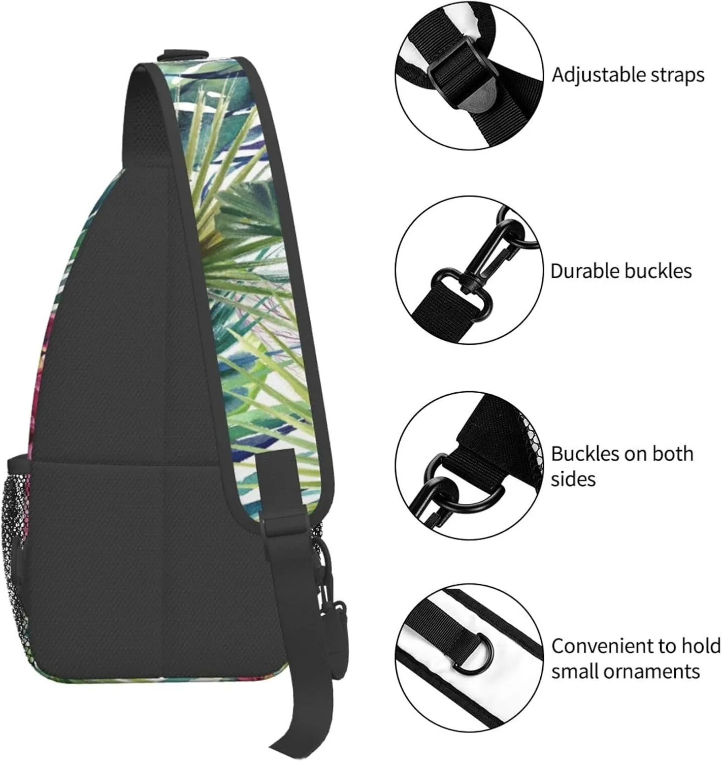 Wild Animals Printed Canvas Sling Bag Crossbody Backpack, Hiking Daypack Chest Bag For Women Men