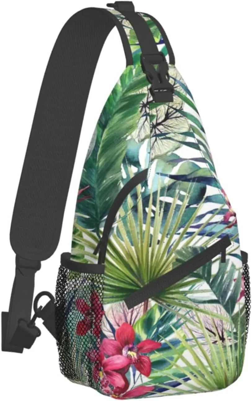 Wild Animals Printed Canvas Sling Bag Crossbody Backpack, Hiking Daypack Chest Bag For Women Men
