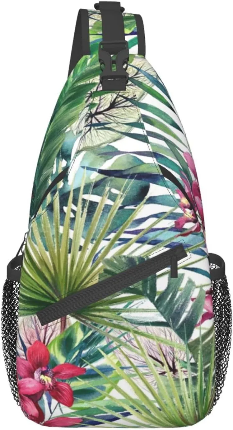 Wild Animals Printed Canvas Sling Bag Crossbody Backpack, Hiking Daypack Chest Bag For Women Men