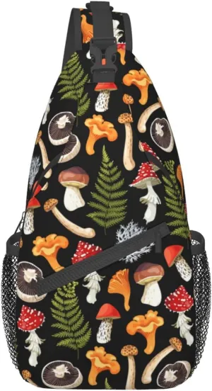 Wild Mushroom Sling Bag,Multipurpose Crossbody Backpack Shoulder Chest Bag for Women Men Travel Hiking Daypack