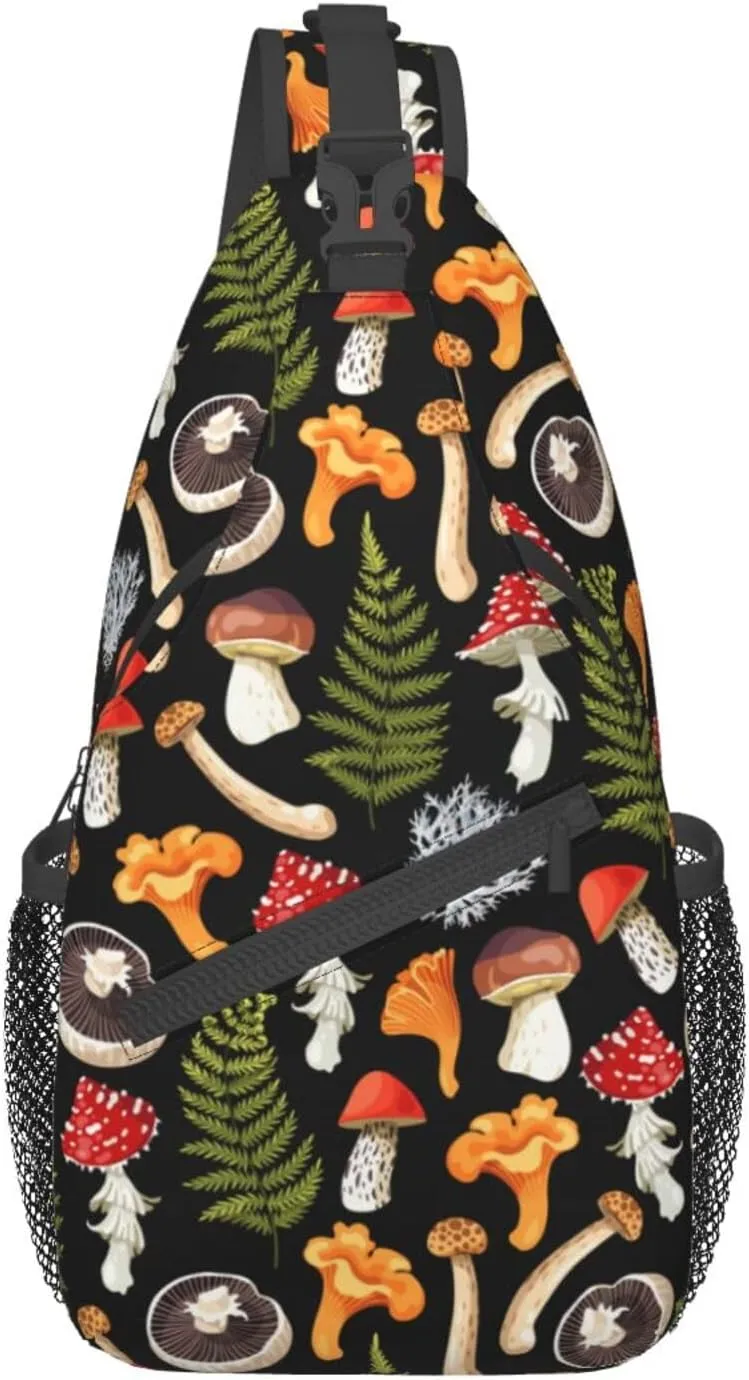 Wild Mushroom Sling Bag,Multipurpose Crossbody Backpack Shoulder Chest Bag for Women Men Travel Hiking Daypack