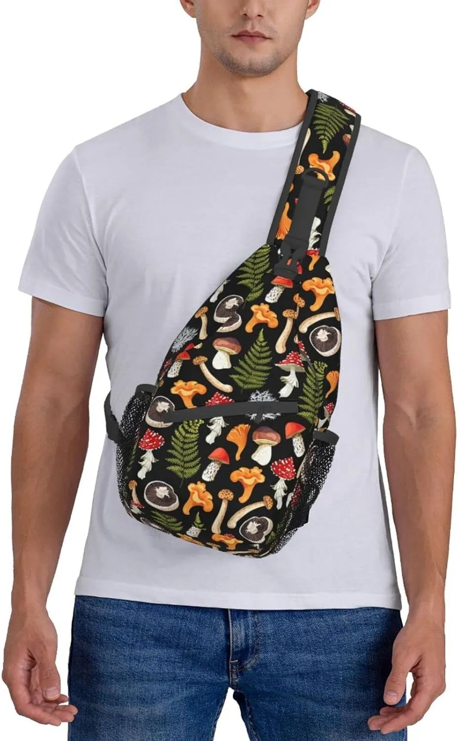 Wild Mushroom Sling Bag,Multipurpose Crossbody Backpack Shoulder Chest Bag for Women Men Travel Hiking Daypack