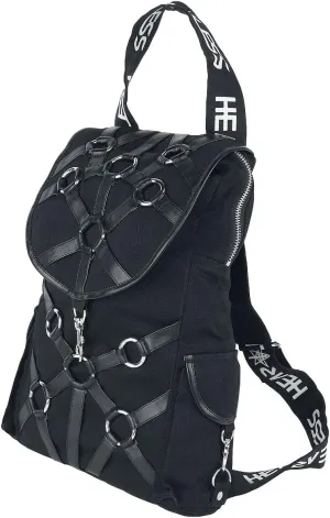 Wild Star Hearts Heartless Morality Bag Gothic Occult Black Mini Backpack with Faux Leather Straps