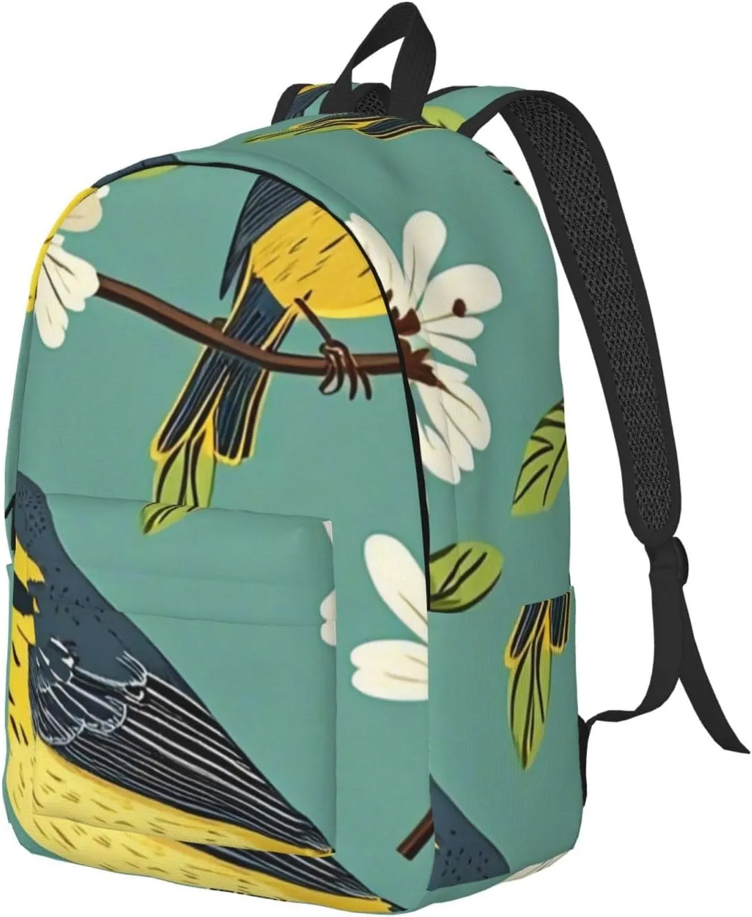 Wild Warbler Pattern Print Backpack for Women Men Canvas Lightweight Work Bag for Travel Casual with Side Pocket