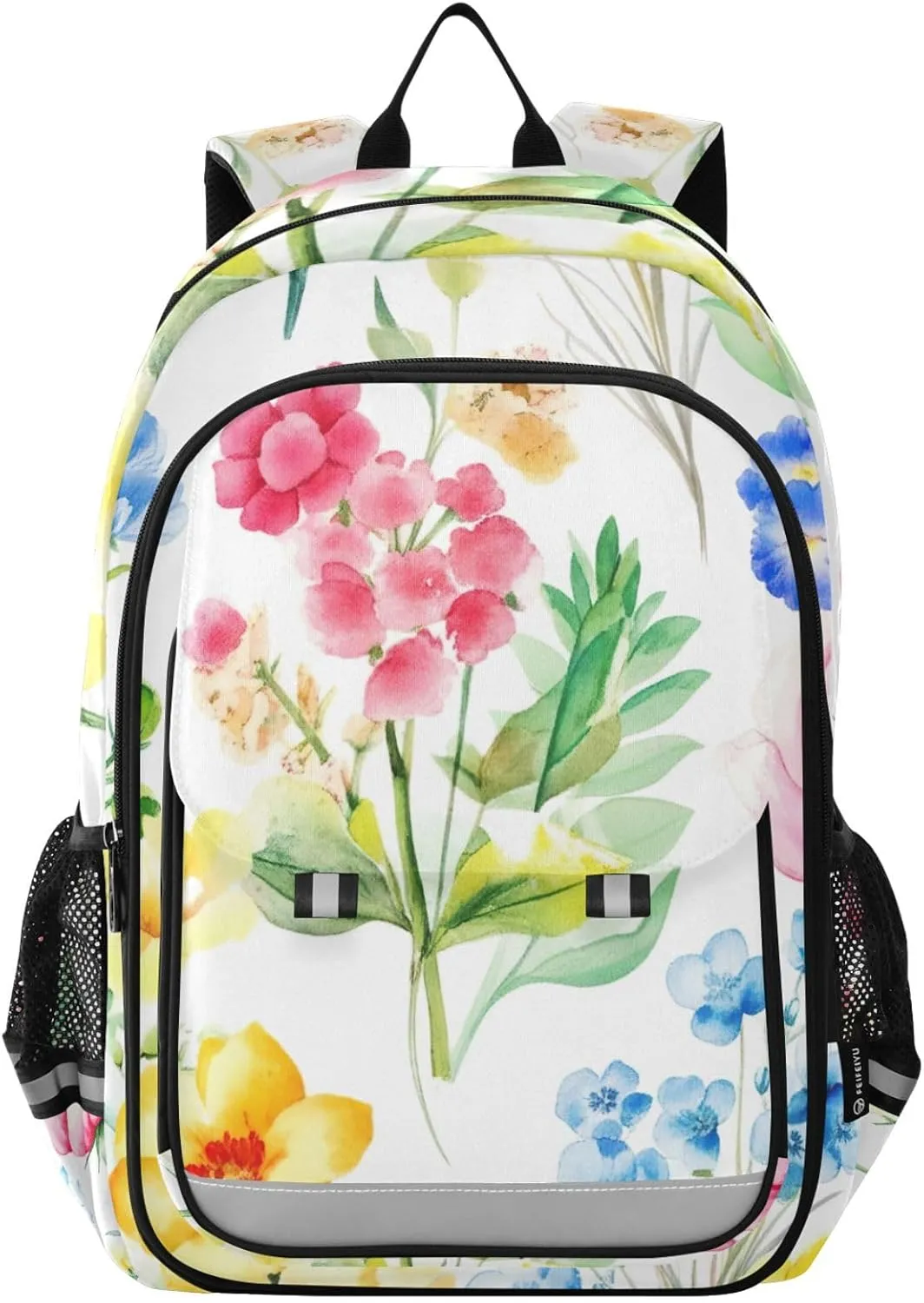 Wildflowers Book Bag for Kids, Girls Backpack with Chest Strap, Cool Boy Backpacks