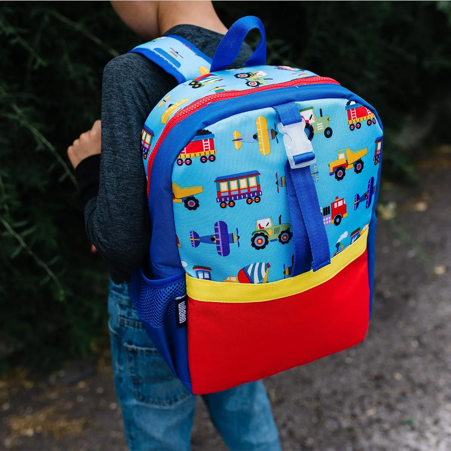 Wildkin Pack-it-All Kids Backpack – Durable, Spacious, Adjustable for School & Travel - Trains, Planes, and Trucks