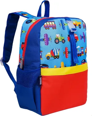 Wildkin Pack-it-All Kids Backpack – Durable, Spacious, Adjustable for School & Travel - Trains, Planes, and Trucks