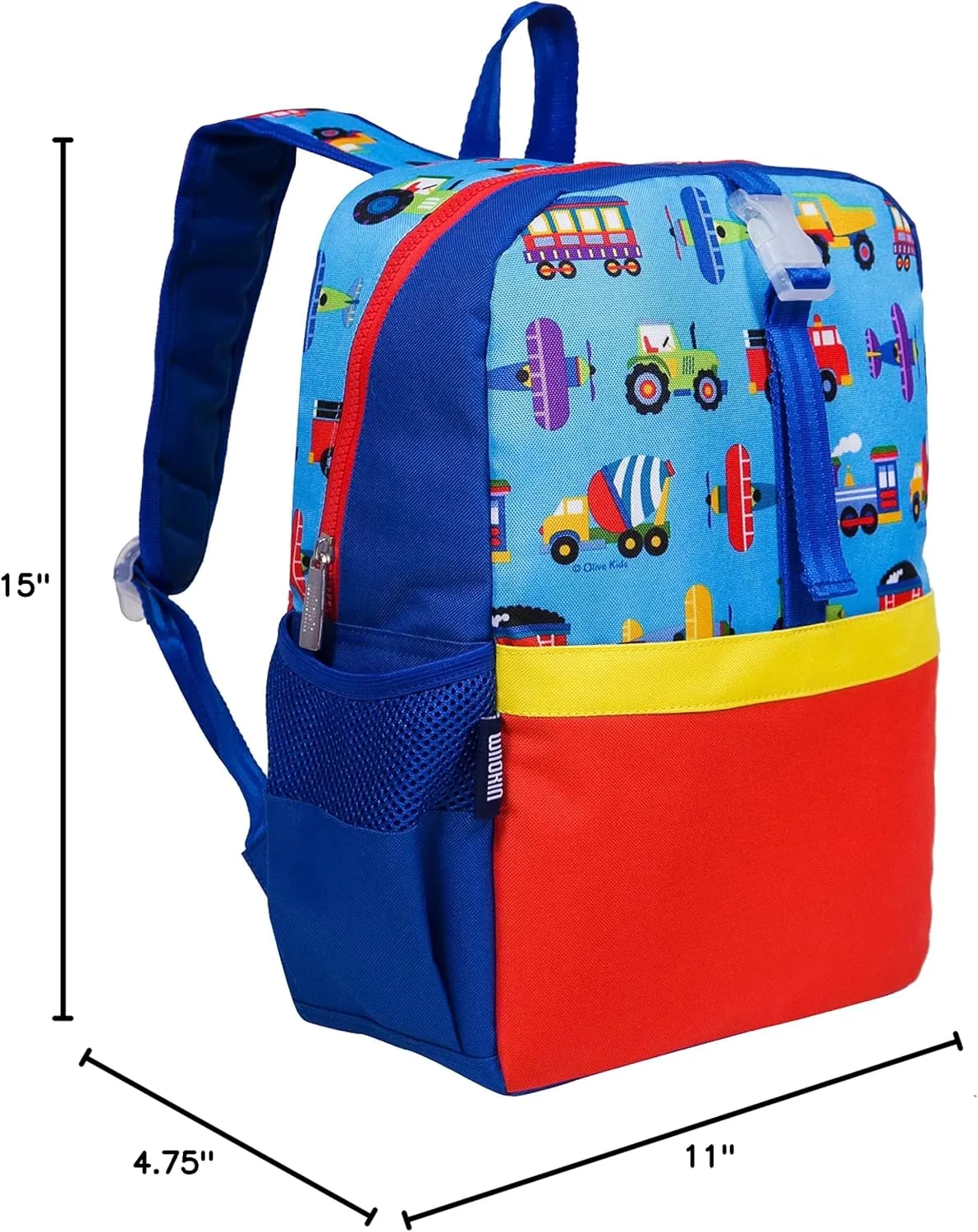 Wildkin Pack-it-All Kids Backpack – Durable, Spacious, Adjustable for School & Travel - Trains, Planes, and Trucks