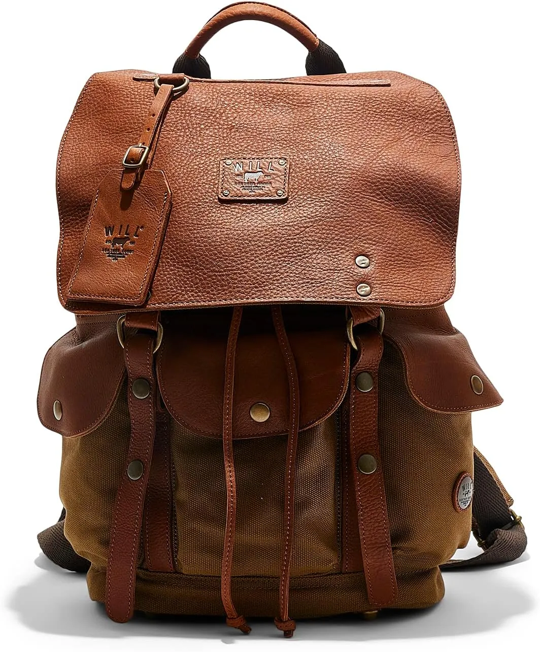 Will Leather Goods Lennon Canvas And Leather Backpack Tobacco
