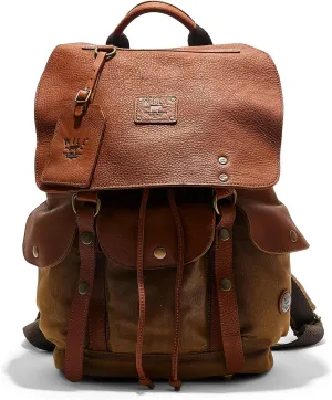 Will Leather Goods Lennon Canvas And Leather Backpack Tobacco