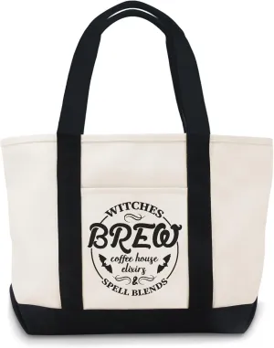Witches Brew Coffee House Elixirs Spell Blends Canvas Tote Bag Tote Bag Canvas Lightweight Reusable Grocery Shopping Cloth Bags