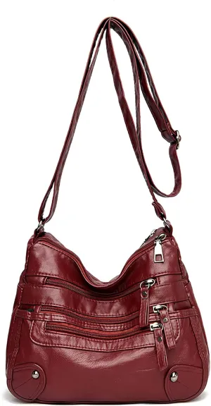 WITERY Crossboby Bag for Women - Soft PU Leather Multi-Pocket Shoulder Bag Handbag with Adjustable Strap