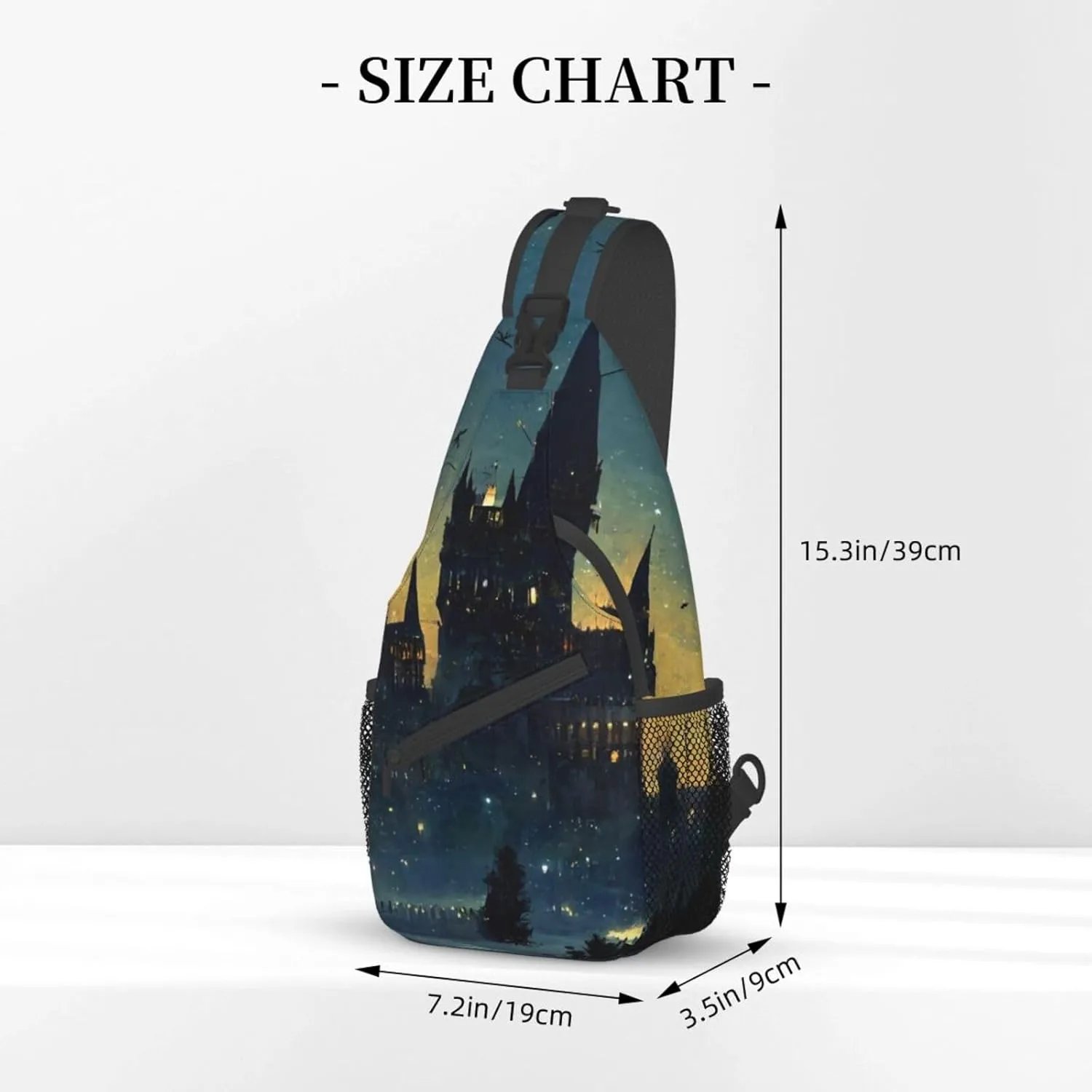 Wizard Castle Halloween Sling Bag Crossbody Backpack for Women Men Hiking Travel Bag Pouch Small Daypack Casual Pack Lightweight Cross Chest Bag Outdoor