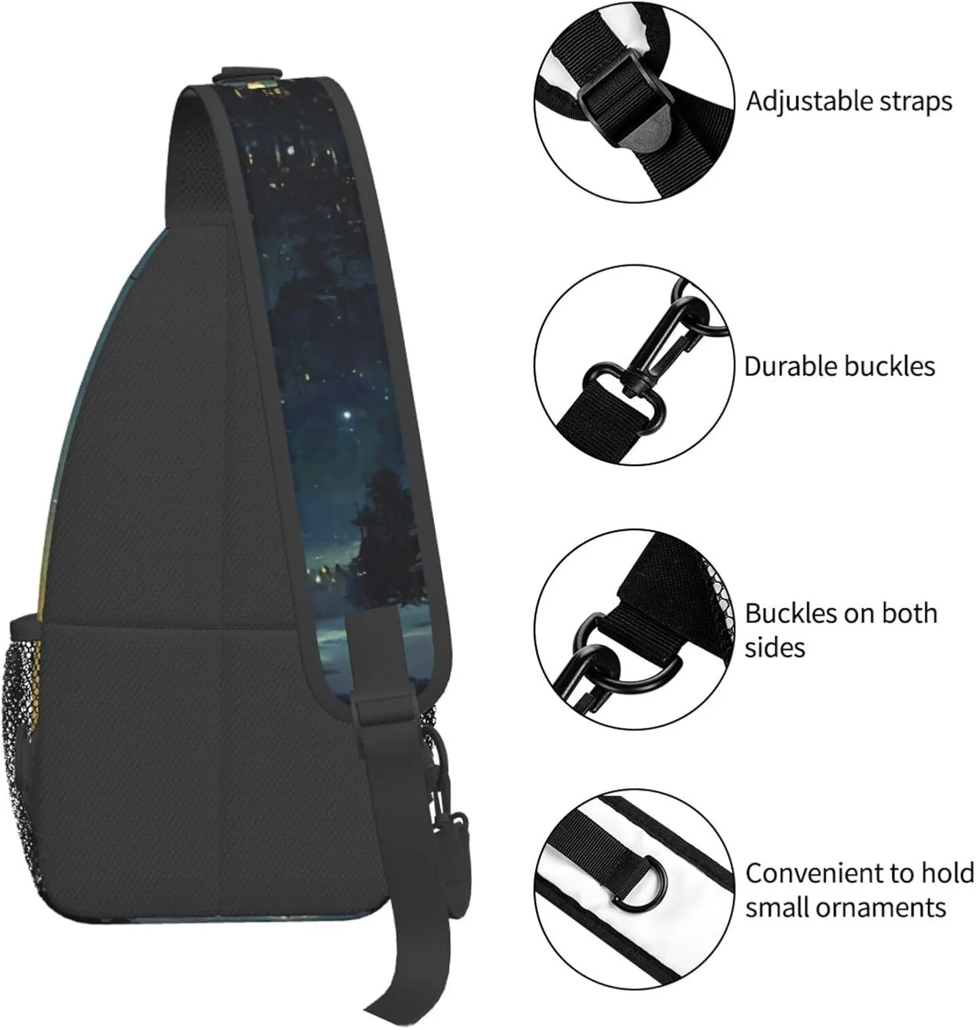 Wizard Castle Halloween Sling Bag Crossbody Backpack for Women Men Hiking Travel Bag Pouch Small Daypack Casual Pack Lightweight Cross Chest Bag Outdoor