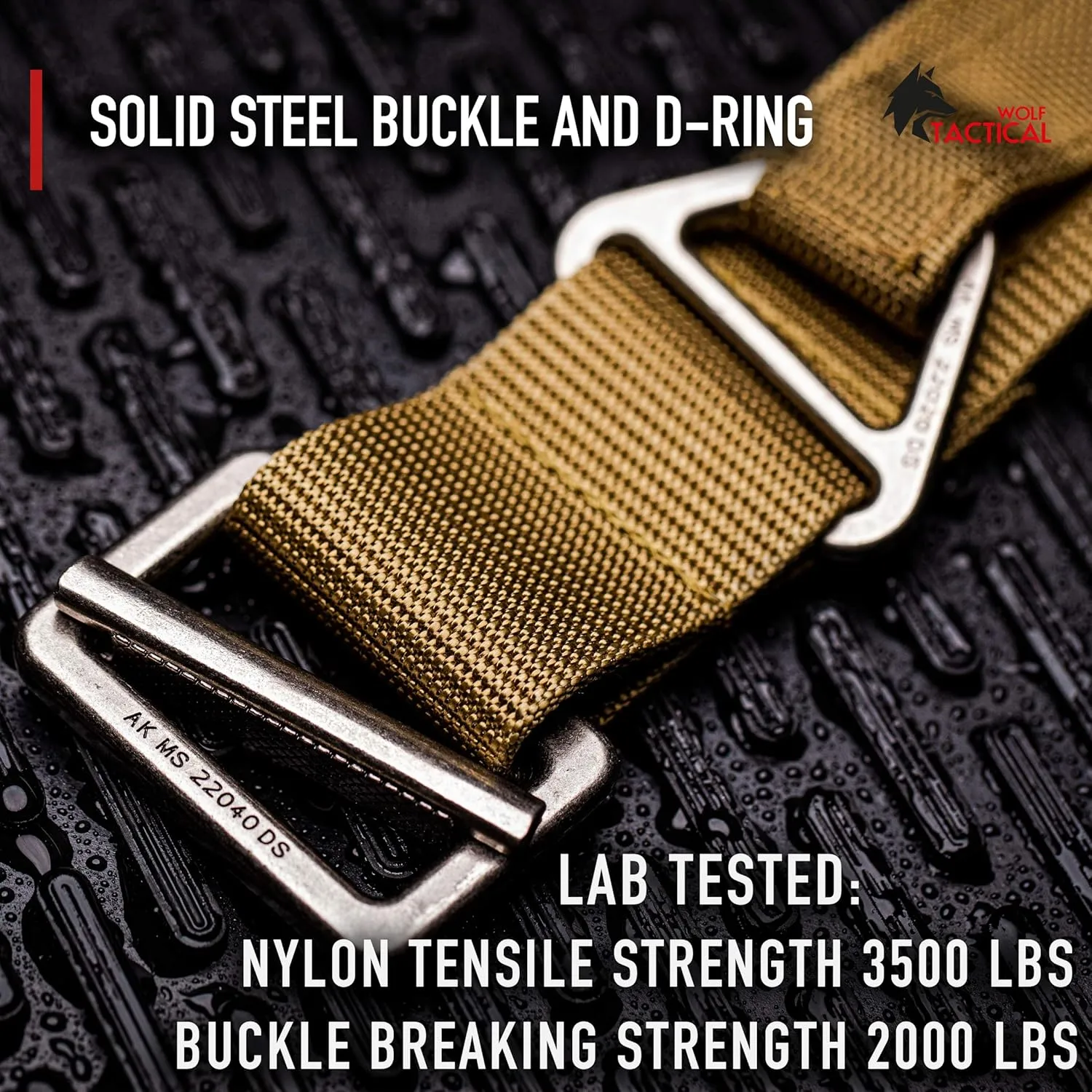 WOLF TACTICAL Heavy Duty Riggers Belt - Stiffened 2-Ply 1.75” Nylon EDC Gun Belt
